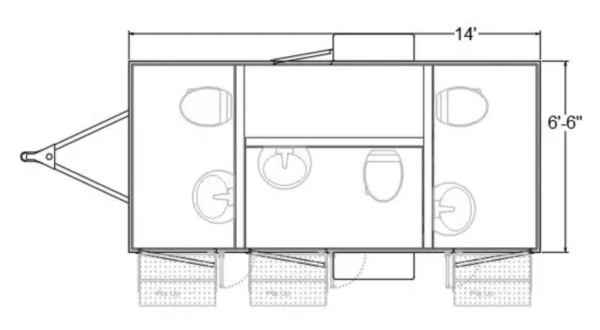 3 STATION 14' PRIVATE DOOR PORTABLE RESTROOM - Image 2